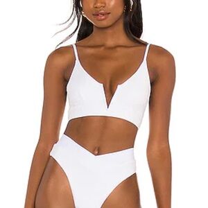 LSPACE White V-Neck Siren Bikini Set